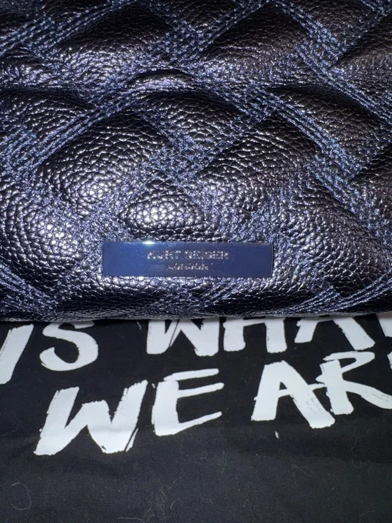 Kurt Geiger Metallic Deep Navy Quilted Tote with Chain-Trim Straps - Picture 12 of 15